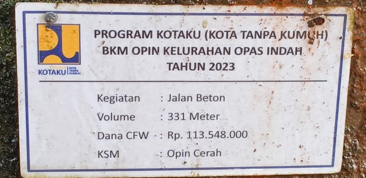 Program Kotaku (BPPW) Pada Proyek Pembangunan Jalan Setapak Bermasalah