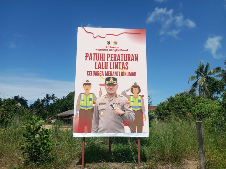 Polres Bangka Barat Pasang Spanduk Himbauan Kamtibmas cegah kejahatan