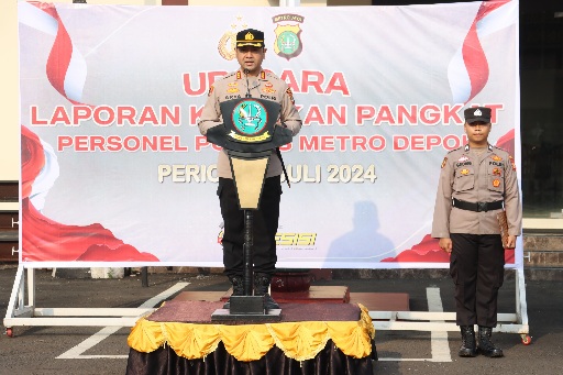 Upacara Kenaikan Pangkat Anggota Polres Metro Depok, Dilaksanakan Sederhana