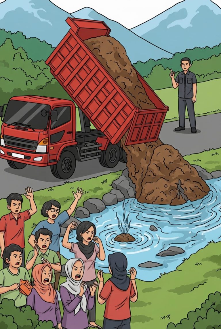 ‎Kendaraan Dinas Buang Tanah di Zona Mata Air, Warga Puncak Geram