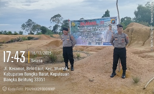 Polres Bangka Barat Pasang Spanduk Larangan Tambang Ilegal di Hutan Lindung